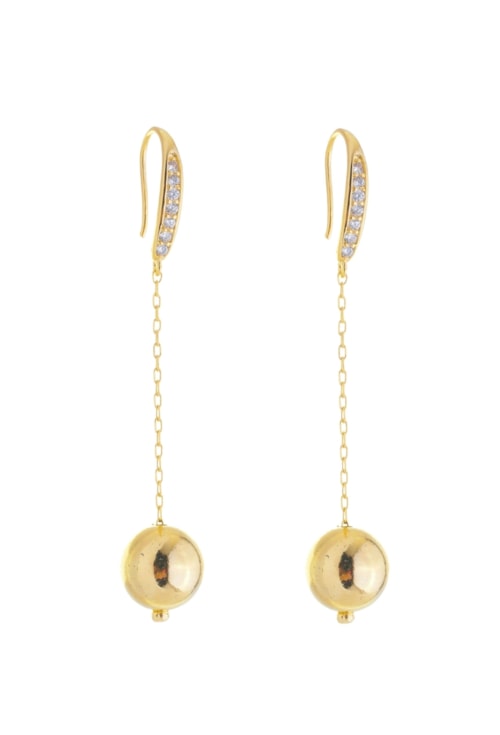 BRINCO DE GANCHO CRAVEJADO E BOLA NO OURO BM1711-O BRINCO DE GANCHO CRAVEJADO E BOLA NO OURO BM1711-O