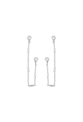 Produto BRINCO DUPLO COM ZIRCÔNIAS NO RÓDIO BM2043-R