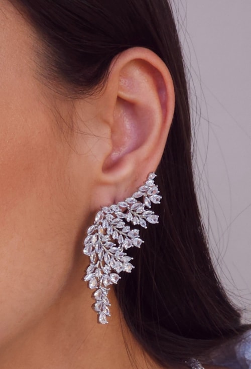 BRINCO EAR CUFF ASA CRAVEJADO COM PEDRA CRISTAL BM2097-R