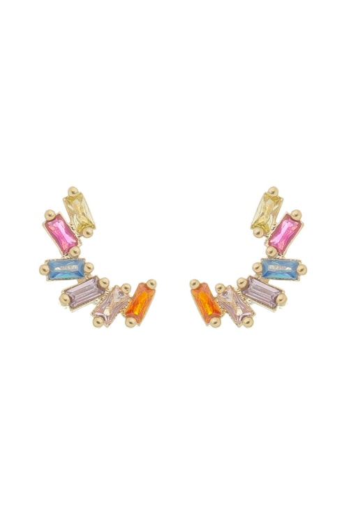 BRINCO EAR CUFF COM BAGUETES COLORIDAS BM1309-O