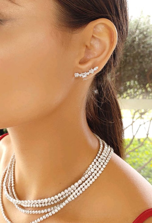 BRINCO EAR CUFF COM CORAÇÕES E ZIRCÔNIAS BM1258-R