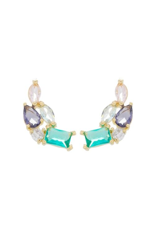 BRINCO EAR CUFF COM CRISTAIS COLORIDOS BM1268-O