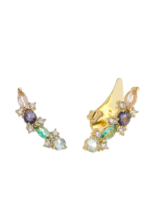 BRINCO EAR CUFF COM CRISTAIS COLORIDOS E AZUL PARAÍBA BM1267-O