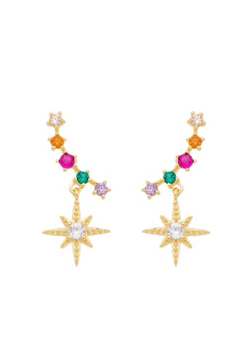 BRINCO EAR CUFF COM ESTRELA E ZIRCÔNIAS COLORS BM943-O