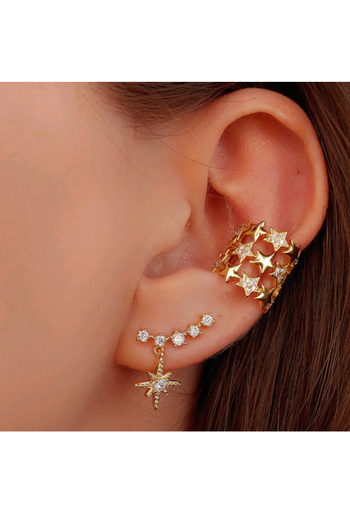 BRINCO EAR CUFF COM ESTRELA E ZIRCÔNIAS CRISTAL BM943-O