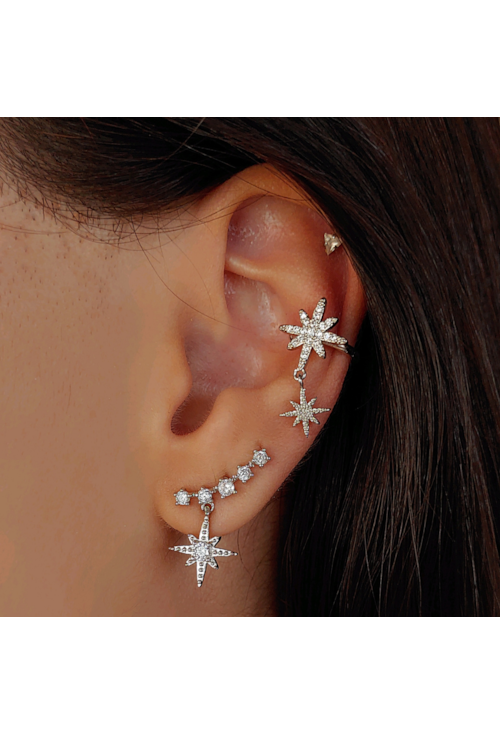 BRINCO EAR CUFF COM ESTRELA E ZIRCÔNIAS CRISTAL BM943-R