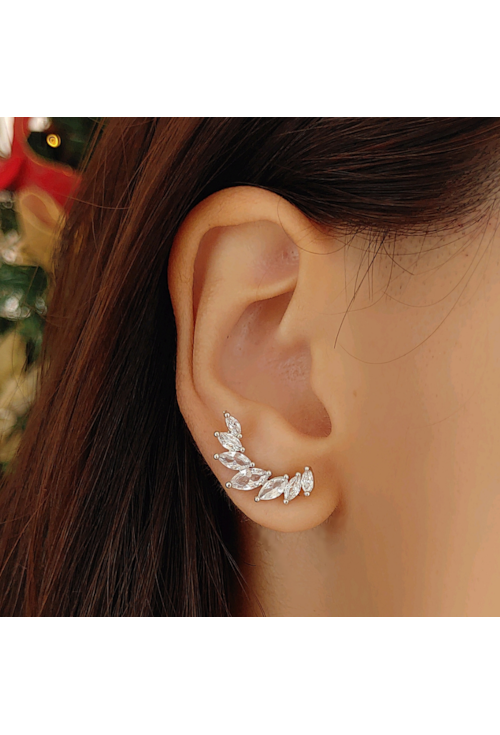 BRINCO EAR CUFF COM NAVETES CRISTAL RODIO BM799-R