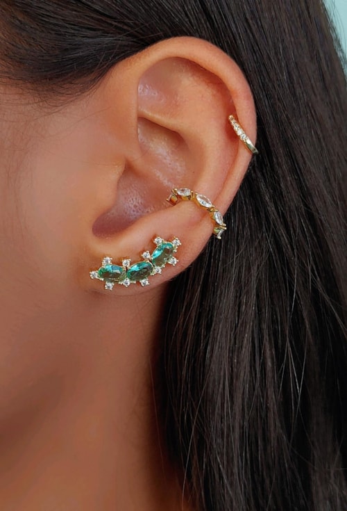 BRINCO EAR CUFF COM PEDRA TURMALINA BM1187-O