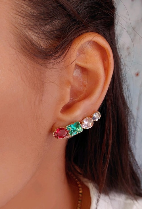 BRINCO EAR CUFF COM PEDRAS COLORIDAS BM1210-O