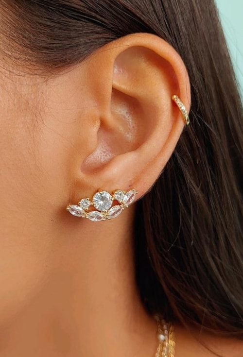 BRINCO EAR CUFF COM PEDRAS CRISTAL BM1192-O
