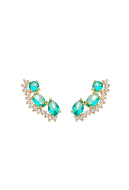 BRINCO EAR CUFF COM PEDRAS CRISTAL E TURMALINA BM1189-O BRINCO EAR CUFF COM PEDRAS CRISTAL E TURMALINA BM1189-O