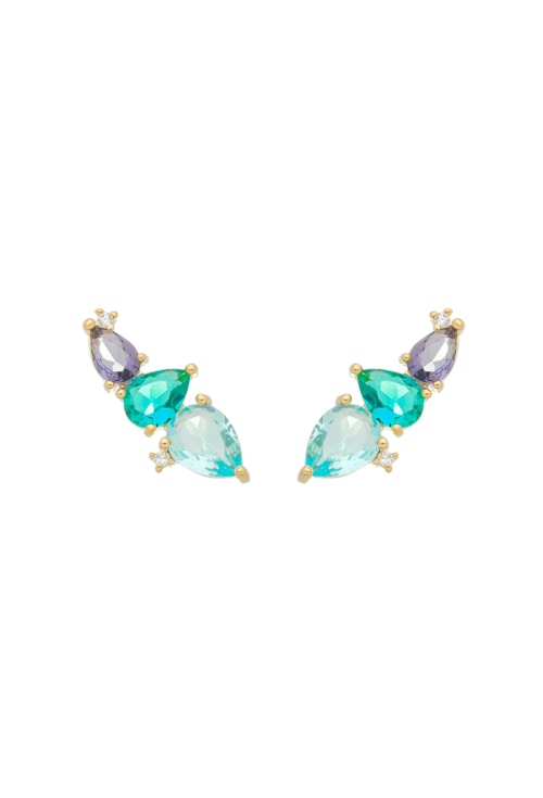 BRINCO EAR CUFF COM PEDRAS GOTA COLORIDAS BM1237-O