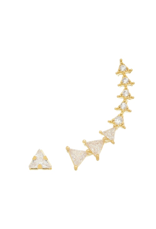 BRINCO EAR CUFF COM TRIÂNGULOS CRISTAIS BM852-O