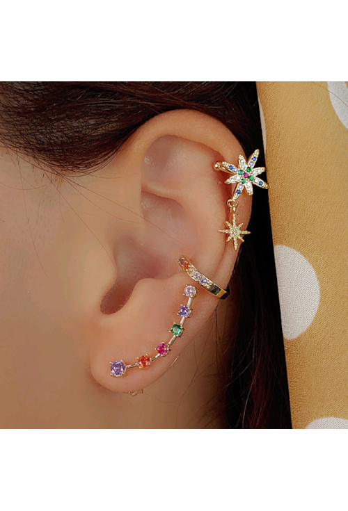 BRINCO EAR CUFF COM ZIRCÔNIAS AMETISTA BM825-O