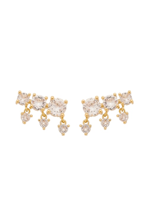 BRINCO EAR CUFF COM ZIRCÔNIAS CRISTAL NO OURO BM542-O BRINCO EAR CUFF COM ZIRCÔNIAS CRISTAL NO OURO BM542-O