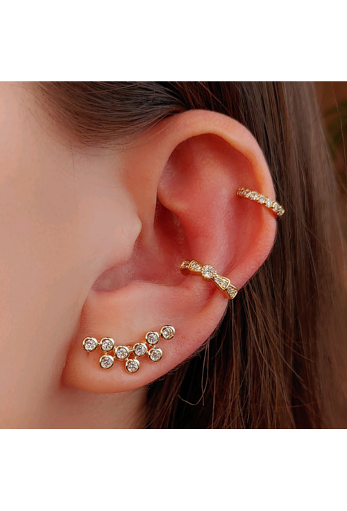 BRINCO EAR CUFF COM ZIRCÔNIAS NO OURO BM885-O