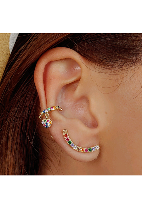 BRINCO EAR CUFF CRAVEJADO COLORS BM823-O