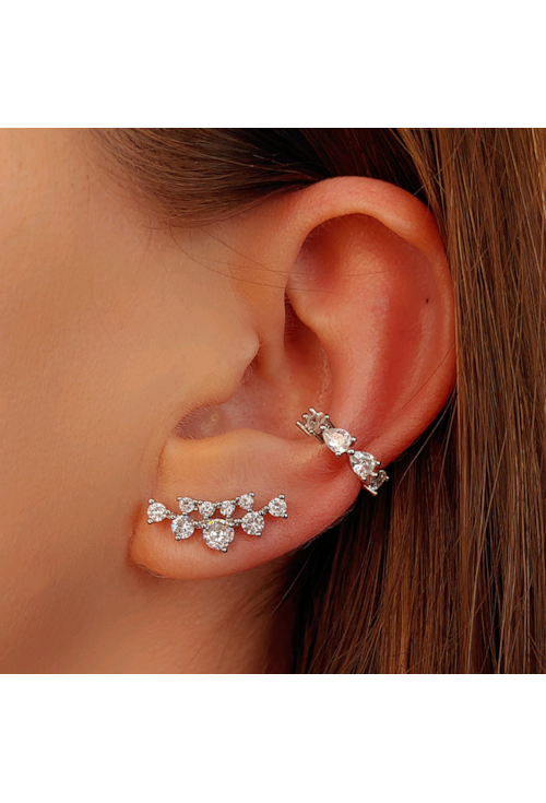 BRINCO EAR CUFF CRAVEJADO COM ZIRCÔNIAS NO RÓDIO BM884-R