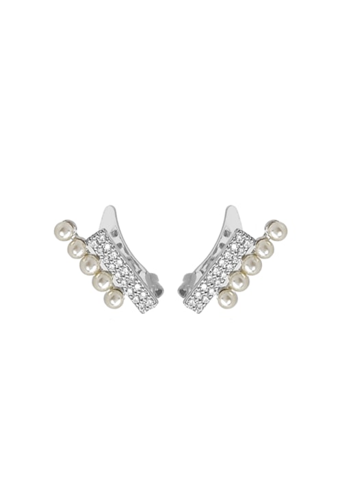 BRINCO EAR CUFF CRAVEJADO E PÉROLAS BM508-R