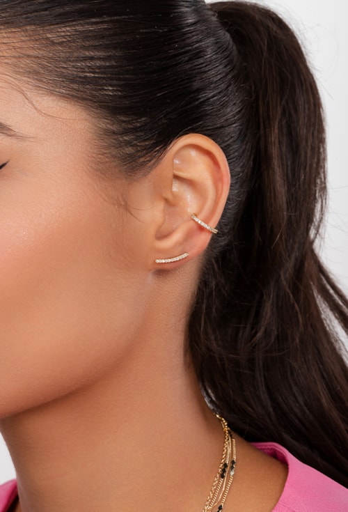 BRINCO EAR CUFF CRAVEJADO NO OURO BM1400-O