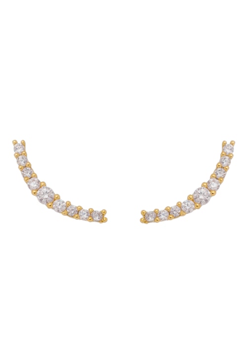 BRINCO EAR CUFF CURVO COM ZIRCÔNIAS NO OURO BM707-O BRINCO EAR CUFF CURVO COM ZIRCÔNIAS NO OURO BM707-O