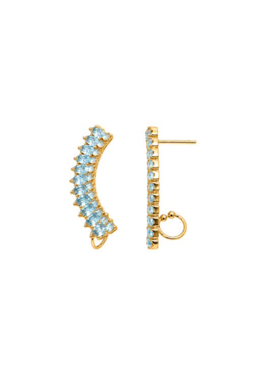 BRINCO EAR CUFF CURVO CRAVEJADO AZUL PARAÍBA BANHADO A OURO 18K BM2365-O
