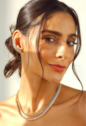 BRINCO EAR CUFF CURVO CRAVEJADO AZUL PARAÍBA BANHADO A OURO 18K BM2365-O