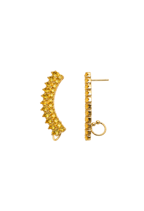 BRINCO EAR CUFF CURVO CRAVEJADO CITRINO BANHADO A OURO 18K BM2365-O