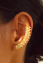 BRINCO EAR CUFF CURVO CRAVEJADO CITRINO BANHADO A OURO 18K BM2365-O