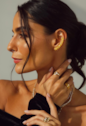 BRINCO EAR CUFF CURVO CRAVEJADO CITRINO BANHADO A OURO 18K BM2365-O