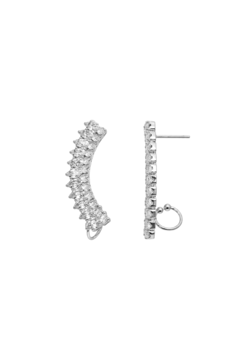 BRINCO EAR CUFF CURVO CRAVEJADO CRISTAL BANHADO A RÓDIO BM2365-R