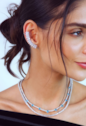 BRINCO EAR CUFF CURVO CRAVEJADO CRISTAL BANHADO A RÓDIO BM2365-R