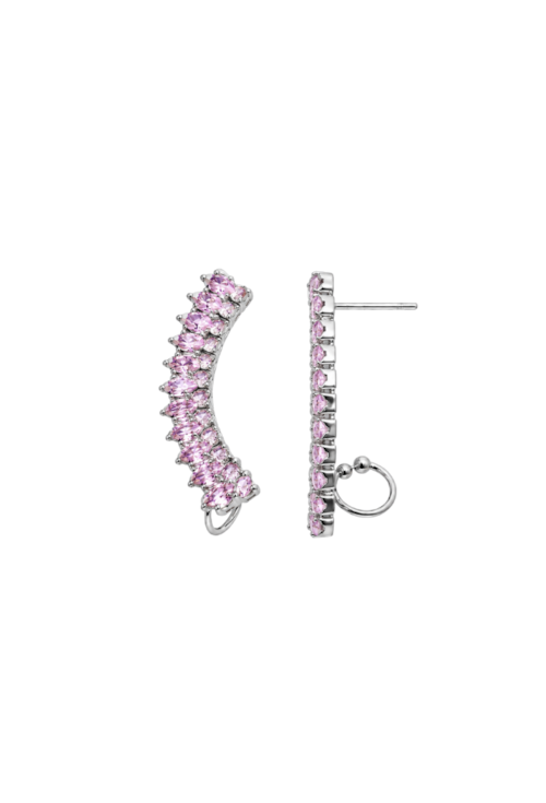 BRINCO EAR CUFF CURVO CRAVEJADO KUNZITA BANHADO A RÓDIO BM2365-R