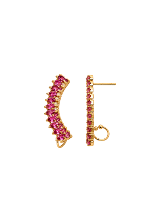 BRINCO EAR CUFF CURVO CRAVEJADO RUBELITA BANHADO A OURO 18K BM2365-O