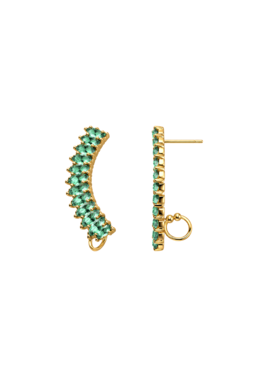BRINCO EAR CUFF CURVO CRAVEJADO TURMALINA BANHADO A OURO 18K BM2365-O
