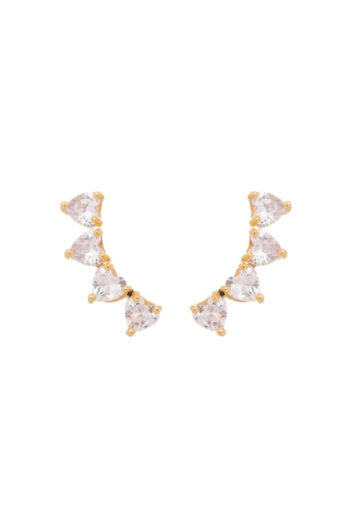 BRINCO EAR CUFF DE CORAÇÕES CRISTAL BM886-O