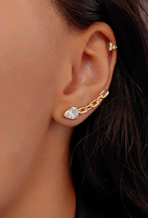 BRINCO EAR CUFF DE ELOS COM ZIRCÔNIA BM1405-O BRINCO EAR CUFF DE ELOS COM ZIRCÔNIA BM1405-O