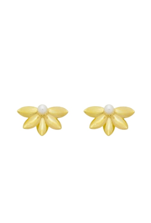 BRINCO EAR CUFF DE FLOR COM PÉROLA NO OURO BM1809-O