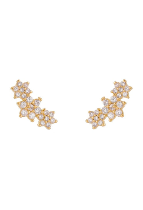 BRINCO EAR CUFF DE FLOR COM ZIRCONIAS NO OURO BM665-O BRINCO EAR CUFF DE FLOR COM ZIRCONIAS NO OURO BM665-O