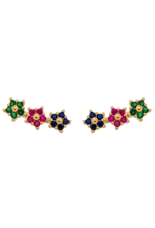 BRINCO EAR CUFF DE FLORES COM ZIRCÔNIAS BM1099-O BRINCO EAR CUFF DE FLORES COM ZIRCÔNIAS BM1099-O