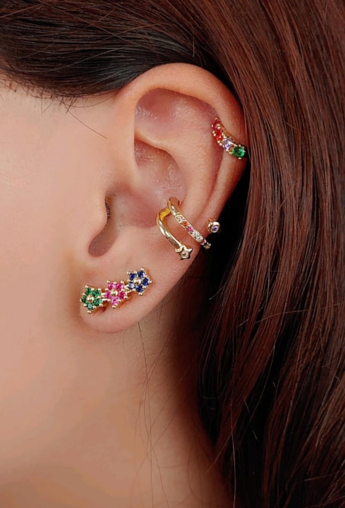BRINCO EAR CUFF DE FLORES COM ZIRCÔNIAS BM1099-O