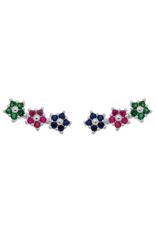 BRINCO EAR CUFF DE FLORES COM ZIRCÔNIAS BM1099-R BRINCO EAR CUFF DE FLORES COM ZIRCÔNIAS BM1099-R