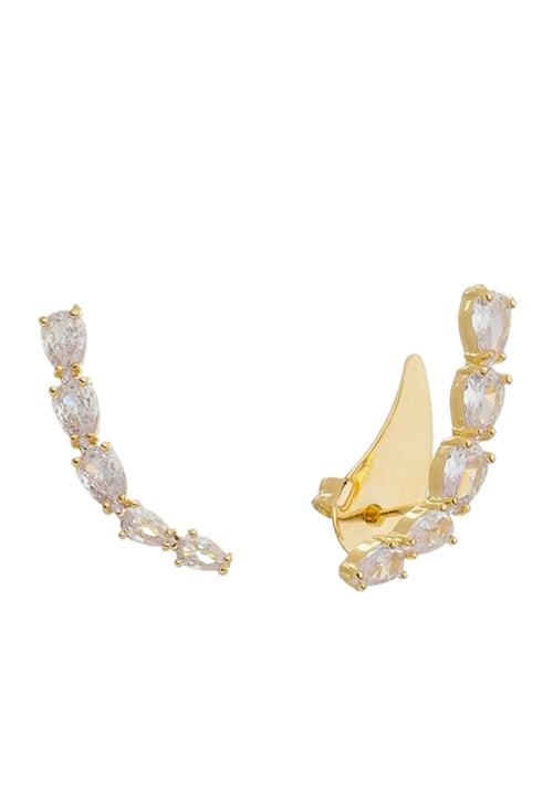 BRINCO EAR CUFF DE GOTAS CRISTAL NO OURO BM1259-O BRINCO EAR CUFF DE GOTAS CRISTAL NO OURO BM1259-O