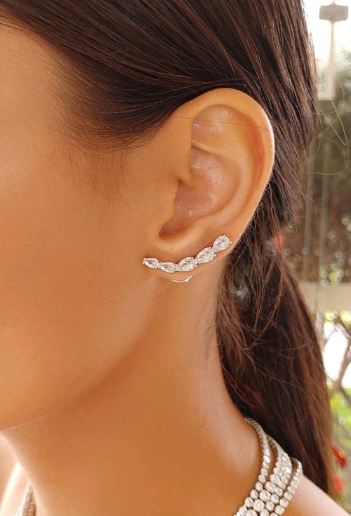BRINCO EAR CUFF DE GOTAS CRISTAL NO RÓDIO BM1259-R