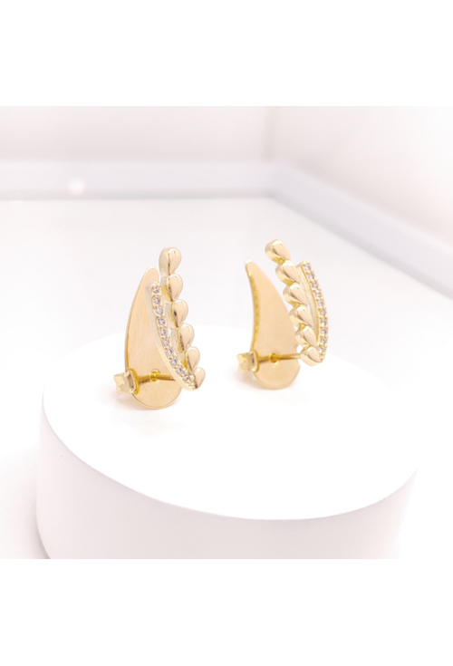 BRINCO EAR CUFF DE GOTAS E ZIRCÔNIA NO OURO BM510-O BRINCO EAR CUFF DE GOTAS E ZIRCÔNIA NO OURO BM510-O
