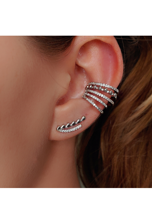 BRINCO EAR CUFF DE GOTAS E ZIRCÔNIA NO RÓDIO BM510-R