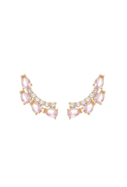 BRINCO EAR CUFF DE PEDRA KUNZITA E ZIRCÔNIAS CRISTAIS BM1188-O BRINCO EAR CUFF DE PEDRA KUNZITA E ZIRCÔNIAS CRISTAIS BM1188-O
