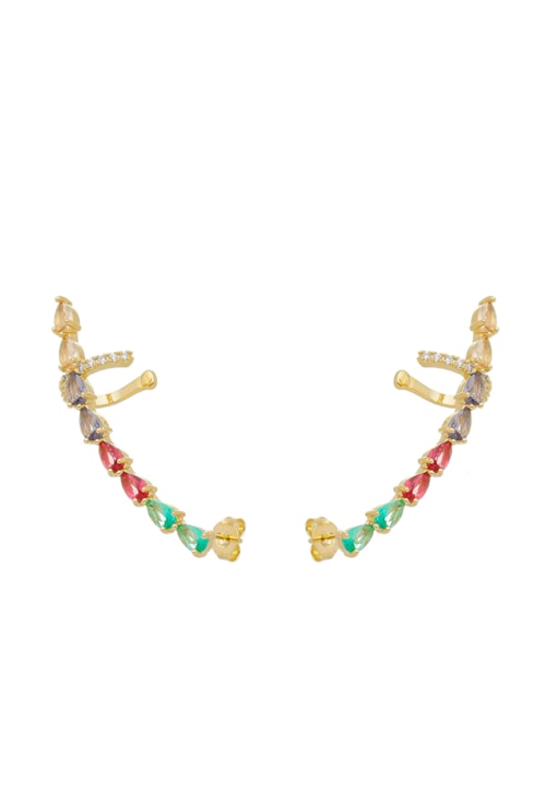 BRINCO EAR CUFF DE PEDRAS COLORIDAS BM1218-O