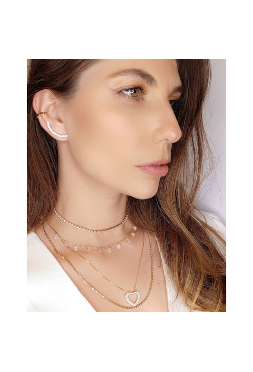 BRINCO EAR CUFF DE ZIRCÔNIA CRISTAL SLIM BM336-O