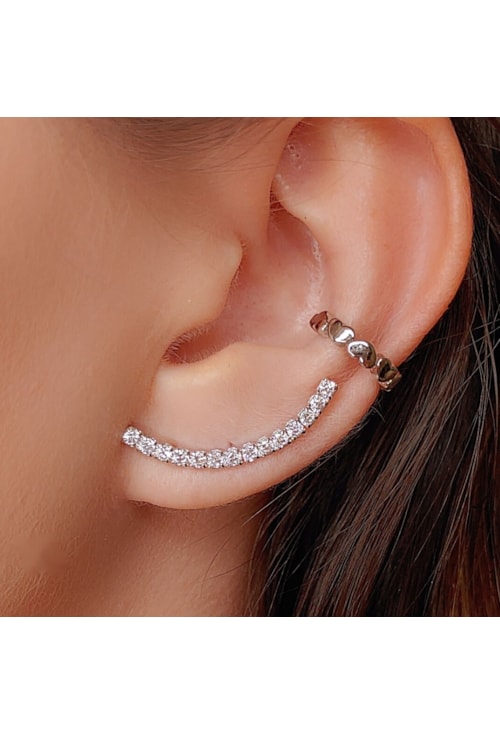 BRINCO EAR CUFF DE ZIRCONIA CRISTAL SLIM BM336-R